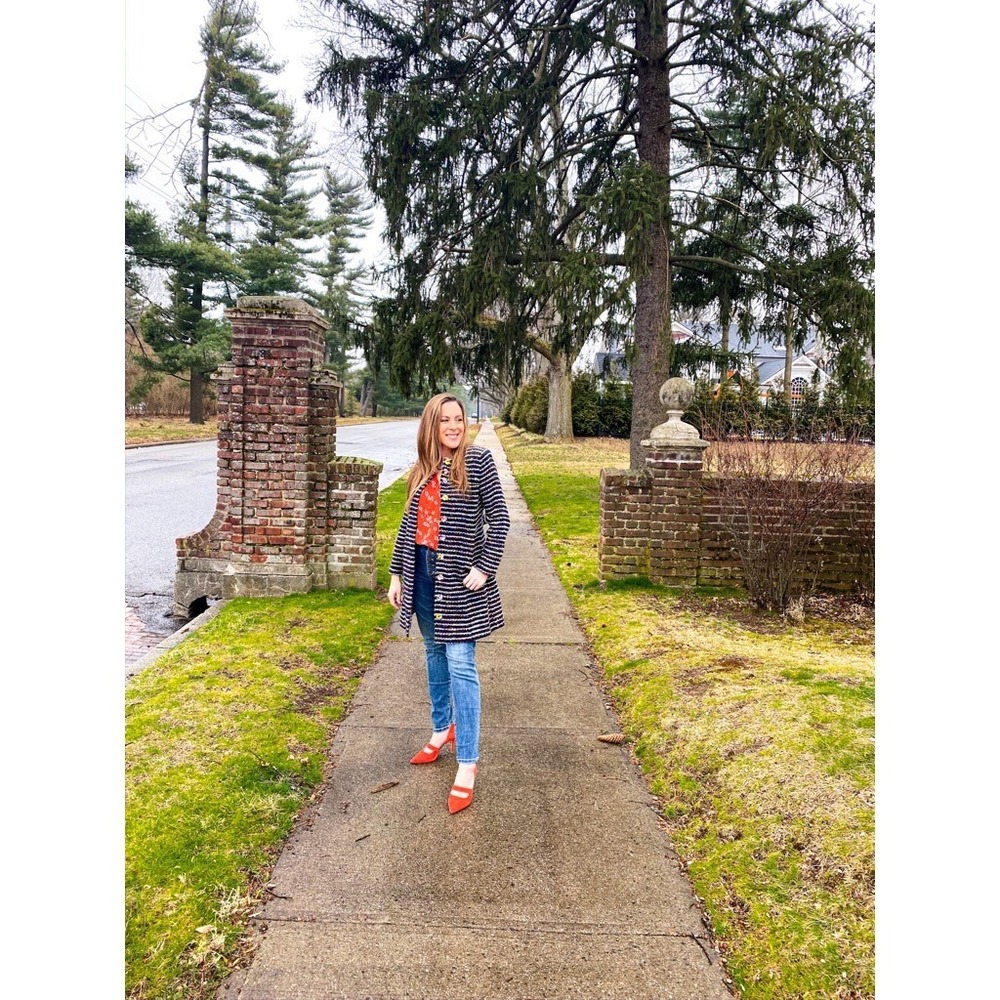 CABI Headline Topper Colorful Tweed Floral Belted Coat Preppy Style 5660 Size 2 - Picture 9 of 16